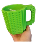 Preview: Trinkbecher - Kaffeebecher 3D Bausteine DIY - 350 ml Neon Grün