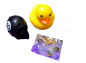 Preview: Biker Badeente mit 8 Ball Helm und Brille Deko Entchen Auto - Bike Sammeln