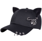 Preview: Gothic Anime Basecaps Schwarz mit Katzenohren und Sicherheitsnadeln