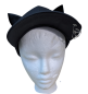 Preview: Gothic Anime Basecaps Schwarz mit Katzenohren und Sicherheitsnadeln