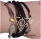 Preview: HARRY POTTER Leder Armband Infinity Schnatz Schwarz Silber