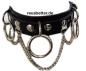 Preview: Echtleder Halsband | Gothic - Clubware - Harajuku mit O-Ringen und Ketten Schwarz