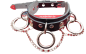 Preview: Echtleder Halsband | Gothic - Clubware - Harajuku mit O-Ringen und Ketten Schwarz