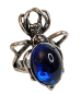 Preview: Gothic/Vintage Spinnenring Silber - Harzstein Blau verstellbar