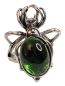 Preview: Gothic Spinnenring Silber mit grünem Harzstein verstellbar