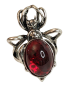 Preview: Gothic Spinnenring Silber mit rotem Harzstein - verstellbar