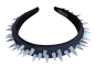 Preview: Gothic Industrial Haarreif Schwarz-Silber – Spike Design zwei Reihig