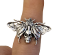 Preview: Steampunk Ring verstellbar Totenkopf Motte Silber