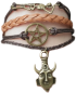 Preview: Supernatural Dean Winchester Schutzamulett Lederarmband mit Pentagramm Shambala