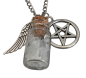 Preview: Supernatural Pentagramm Castiel Flügel Mini Flasche Wächter Schwarz Winchester Kette
