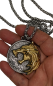 Preview: The Witcher Gerald Wild Hunt Motiv Wolf Gold - Silber 3D Medallion Kette Edelstahl