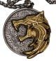 Preview: The Witcher Gerald Wild Hunt Motiv Wolf Gold - Silber 3D Medallion Kette Edelstahl