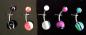 Preview: Bauchnabel Piercing Acryl Sterne, Streifen Bunt 1.4 | 16 G