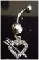 Preview: Bauchnabelpiercing 1.6 / 14 G Kristall Herz mit Pfeil
