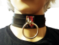 Preview: Halsband mit großem O-Ring - Nieten Schwarz Silber -  Gothic - BDSM - Harajuku