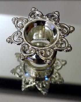 Edelstahl Tunnel | Blüten Muster Plug offen | Silber | 10 mm