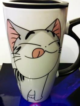 Nemu Neko Isolierbecher 600ml mit To Go Deckel - Anime Thermobecher