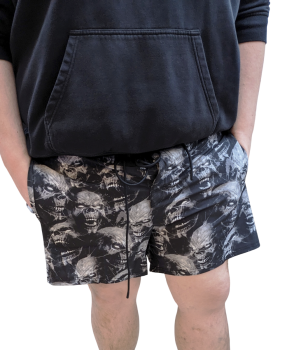 KILLSTAR Dark Depths Badehose Herren 3XL – Skull Gothic