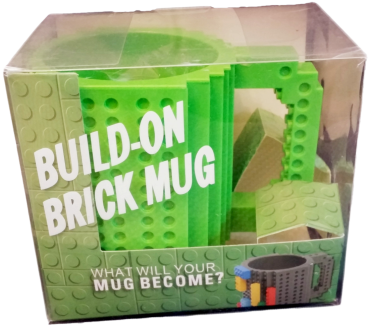 Trinkbecher - Kaffeebecher 3D Bausteine DIY - 350 ml Neon Grün