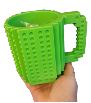 Trinkbecher - Kaffeebecher 3D Bausteine DIY - 350 ml Neon Grün