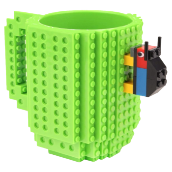 Trinkbecher - Kaffeebecher 3D Bausteine DIY - 350 ml Neon Grün