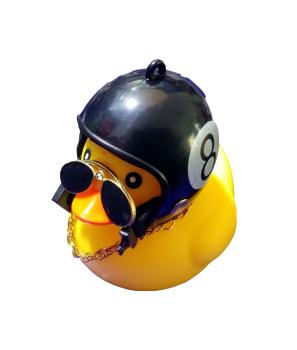 Biker Badeente mit 8 Ball Helm und Brille Deko Entchen Auto - Bike Sammeln