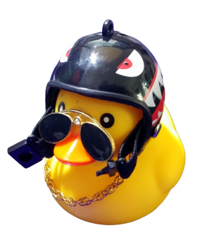 Biker Badeente mit Dämonen Helm und Brille Deko Entchen Auto - Bike Sammeln