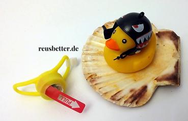 Biker Badeente mit Dämon Helm und Licht Deko Entchen Fahrrad - Bike