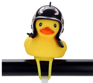 Biker Badeente mit Vikinger Helm und Licht Deko Entchen Fahrrad - Bike