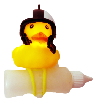 Biker Badeente mit Vikinger Helm und Licht Deko Entchen Fahrrad - Bike