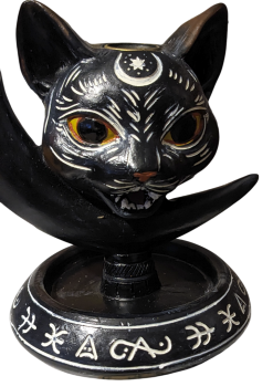 Black Moon Katze Blackflow Räucherbrenner - Räucherkerze Harz Skulptur Katze