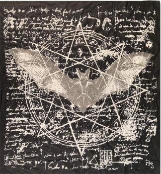 Preview: Black Sinner Baumwolltuch Pentagram Fledermaus Bandana