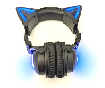 Bluetooth-Kopfhörer, Katzen Ohren LED Wireless Gaming Headset Kopfhörer für Smartphones/Laptop/Tablet