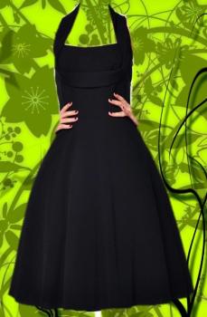 Damen Kleid von Chic Star Rockabilly | Neckholder Kleid  | Schwarz | Größe 42