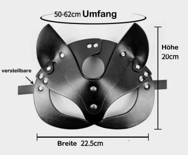 Cat - Ledermaske mit Nieten - Katzen Clubmaske - Cosplay Maske verstellbar