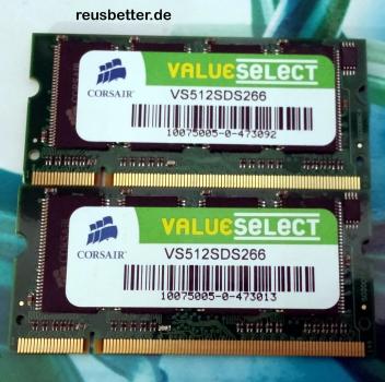 Corsair Laptop RAM VS512SD266 | 1GB (2x512MB) | PC2100 SODIMM