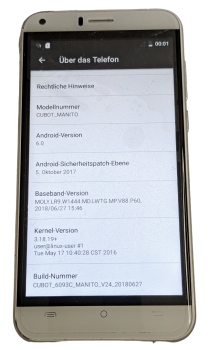 Cubot Manito 4G Smartphone 5.0Zoll 1.3GHz Quad-Core 3GB RAM+16GB ROM Android 6.0 OS Dual-Kamera