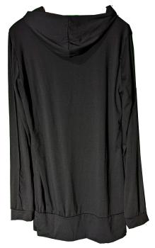 Damen Hoodie mit Kapuze - Ladies Long Hoody - Schwarz - 2XL