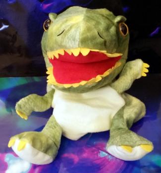 Handspielpuppe Tyranosaurus Rex  Handpuppe mit Klappmaul  Grün