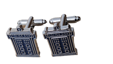 Doctor WHO Tardis Police Box Metall Manschettenknöpfe Blau Silber