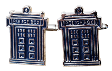 Doctor WHO ☂ Tardis Police Box ☂ Metall Manschettenknöpfe ☂ Blau Silber