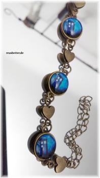 Doctor WHO Tardis Police Box Glas Cabochon Armband Bronze
