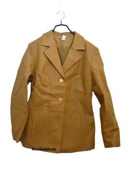 Damen Lederjacke Blazer Echtleder Longjacke Wallnussfarben