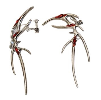 Elfen Ear Cuff 'Mystic Jewel - Ohrklemme Antiksilber mit roten Steinen