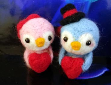 Filz Pinguine liebes Paar Handgefertigt  Merino Wolle Unikat