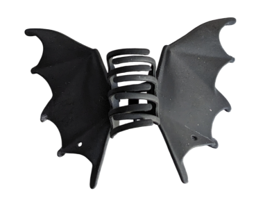 Fledermaus Haarklammer – Gothic Haar Accessoire Schwarz Metall groß