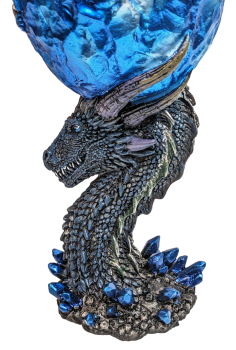 Weinkelch 3D Game of Thrones  - Drachen Motiv Eis Blau -  Harz/Edelstahl Weinglas