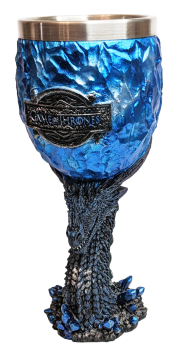 Weinkelch 3D Game of Thrones  - Drachen Motiv Eis Blau -  Harz/Edelstahl Weinglas