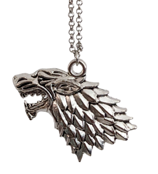 Game of Thrones Silber Halskette - Motiv Haus Winterfell - Wolf Wappen