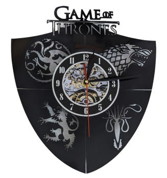 Game of Thrones Vinyl Schallplatten Schild Uhr Häuser Wappen Deko